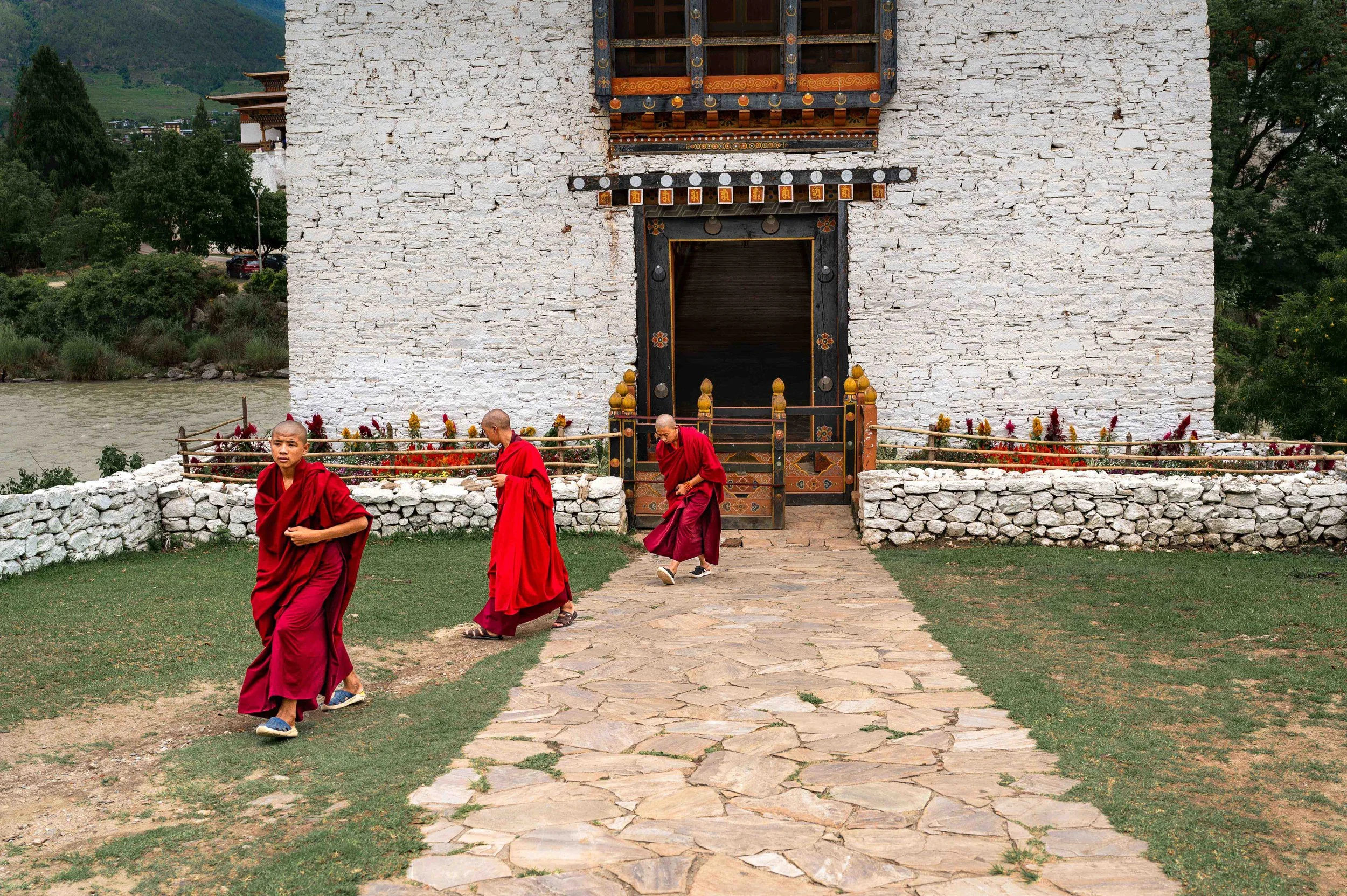 Bhutan - Three monks