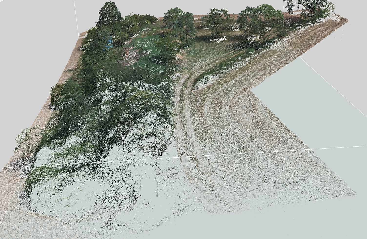 Photogrammetrische 3D-Punktwolke eines Geländes aus Drohnenaufnahmen