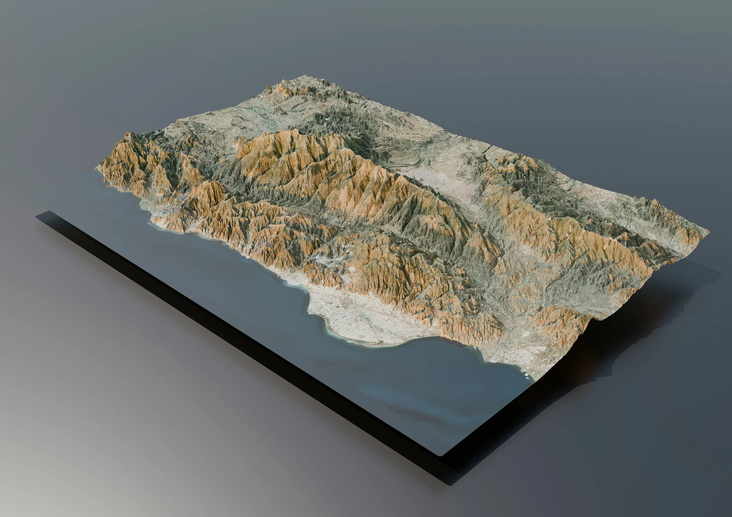 Digitales 3D-Geländemodell einer Berglandschaft