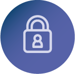 Icon of a closed padlock on a blue background