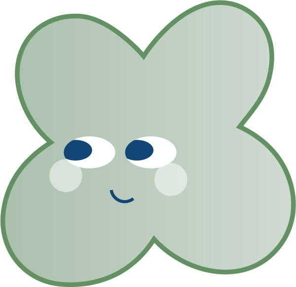 Green character with calm face eye looking left