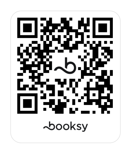 QR code with the word 'booksy' underneath.