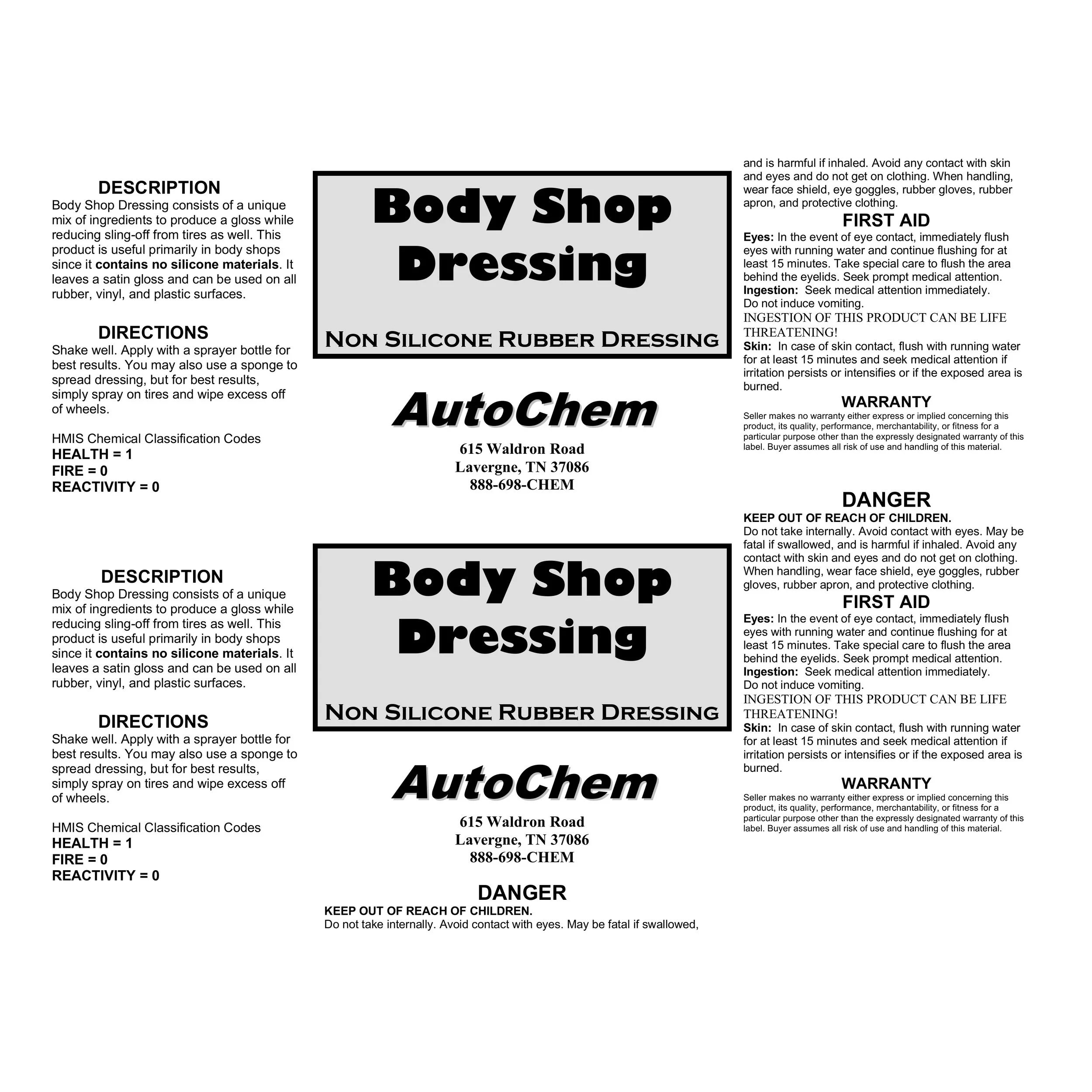 Body Shop Dressing