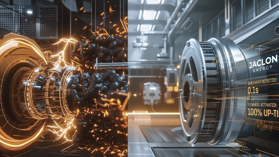 Jaclon Energy read out of a utility-scale flywheel displaying 100% Up-time.