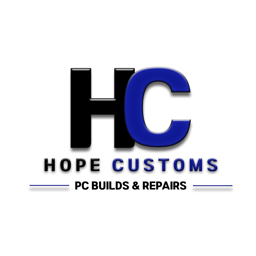 Logo for Hope Customs with large blue 'C' and the words 'Hope Customs' in smaller text below.