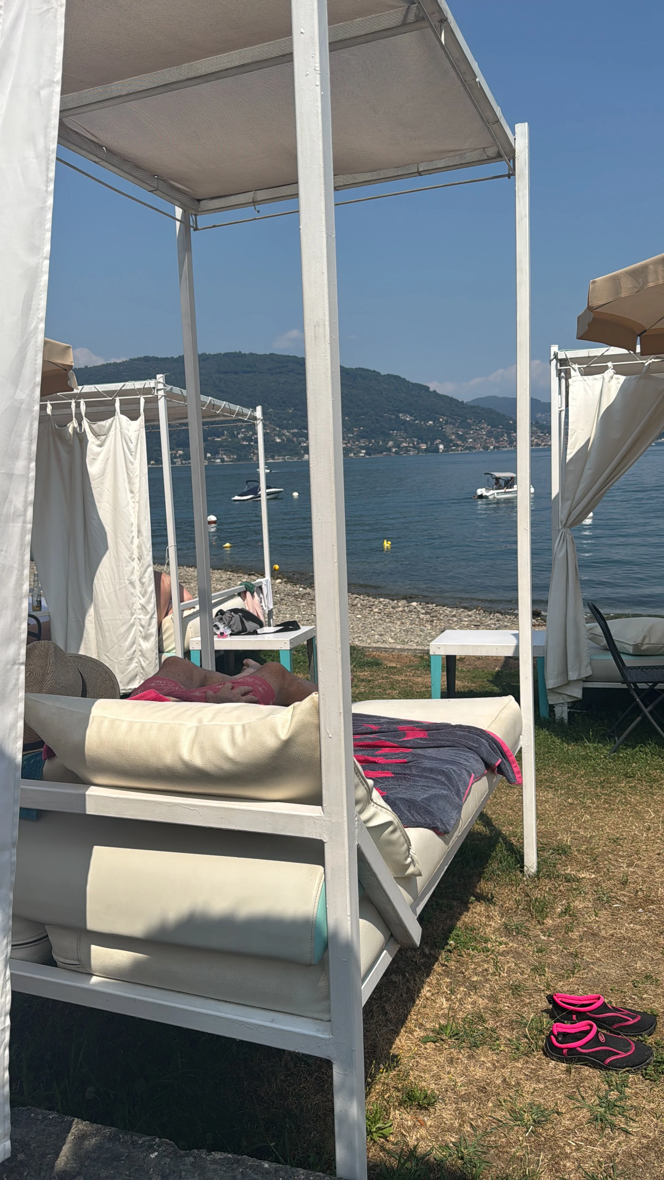 View of lake maggiore from the Baveno Lido Beach Club
