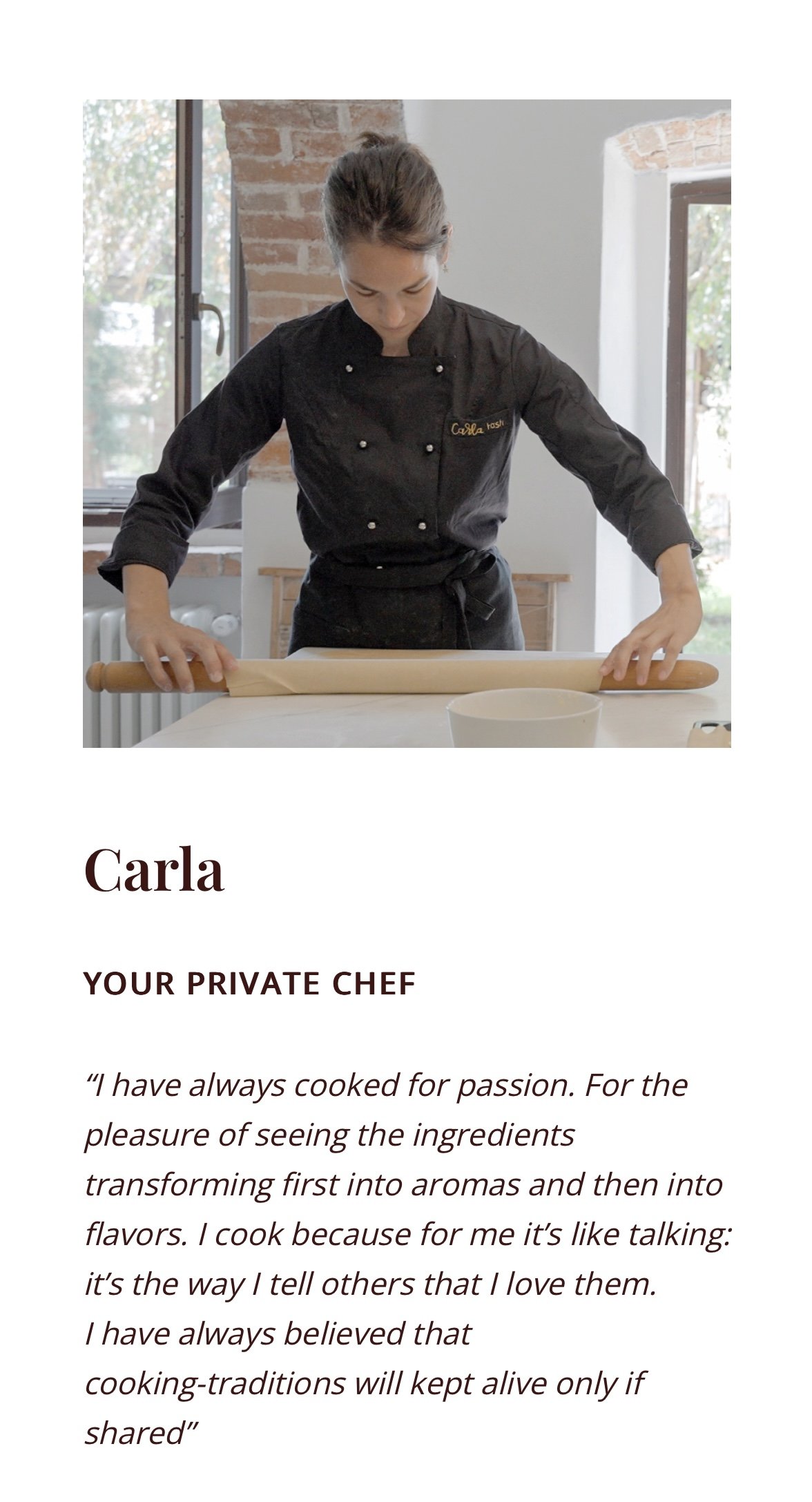 Book your private chef experience with our concierge service, Carla at T'asti can host your group here at the villa or at her local laboratory, your choice!