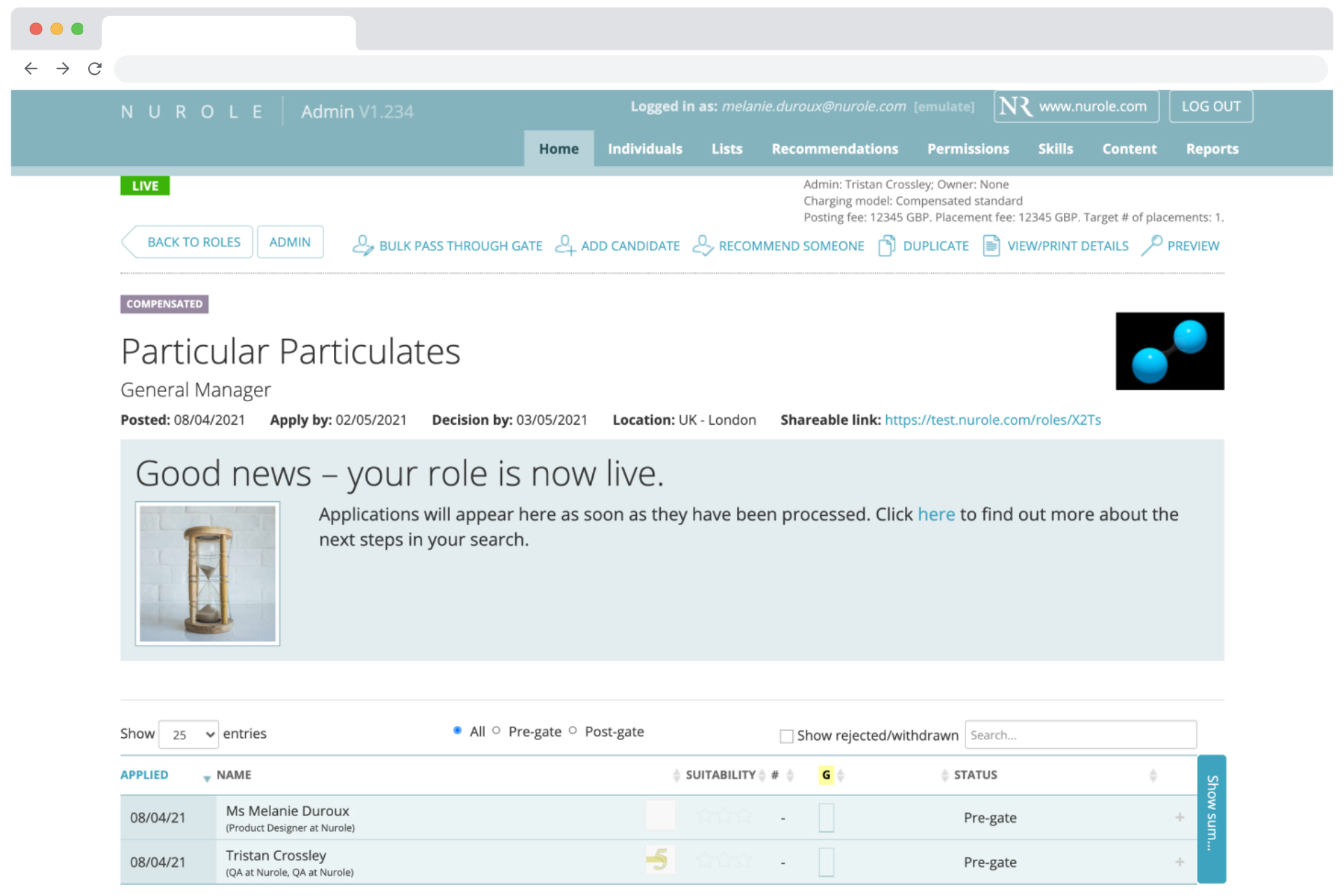 Candidate assessment tooling