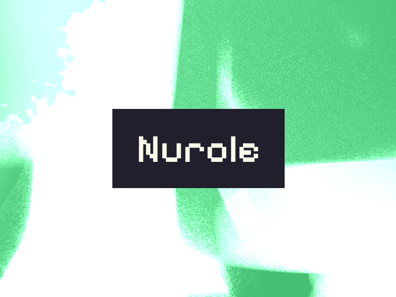 The image shows the word 'Nudoku' on a black rectangle against a background with green and white abstract shapes.