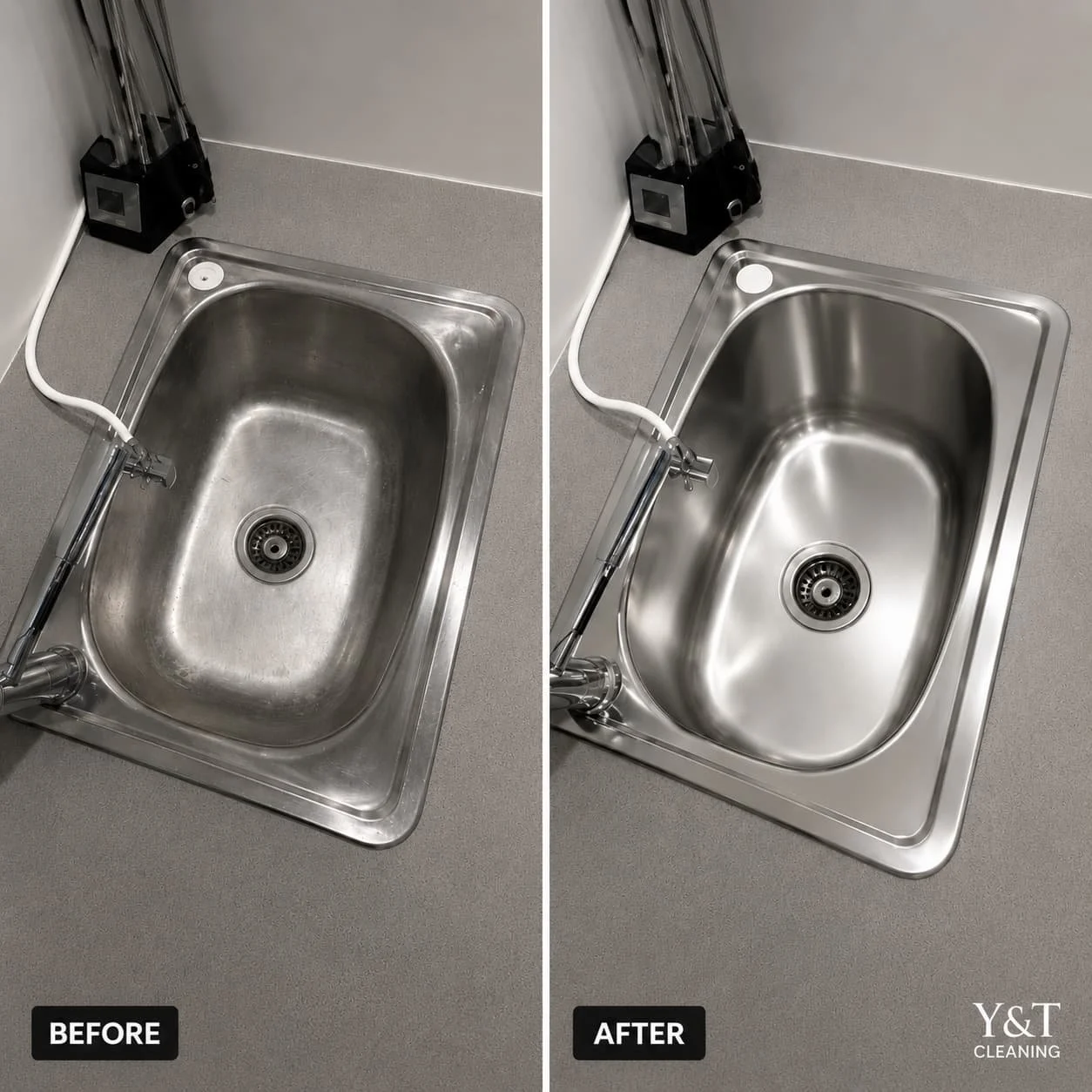 Stainless Steel Sink Cleaning Before and After Perth