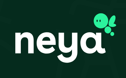A green background with a stylized turtle graphic and the word "neya" in bold white letters.