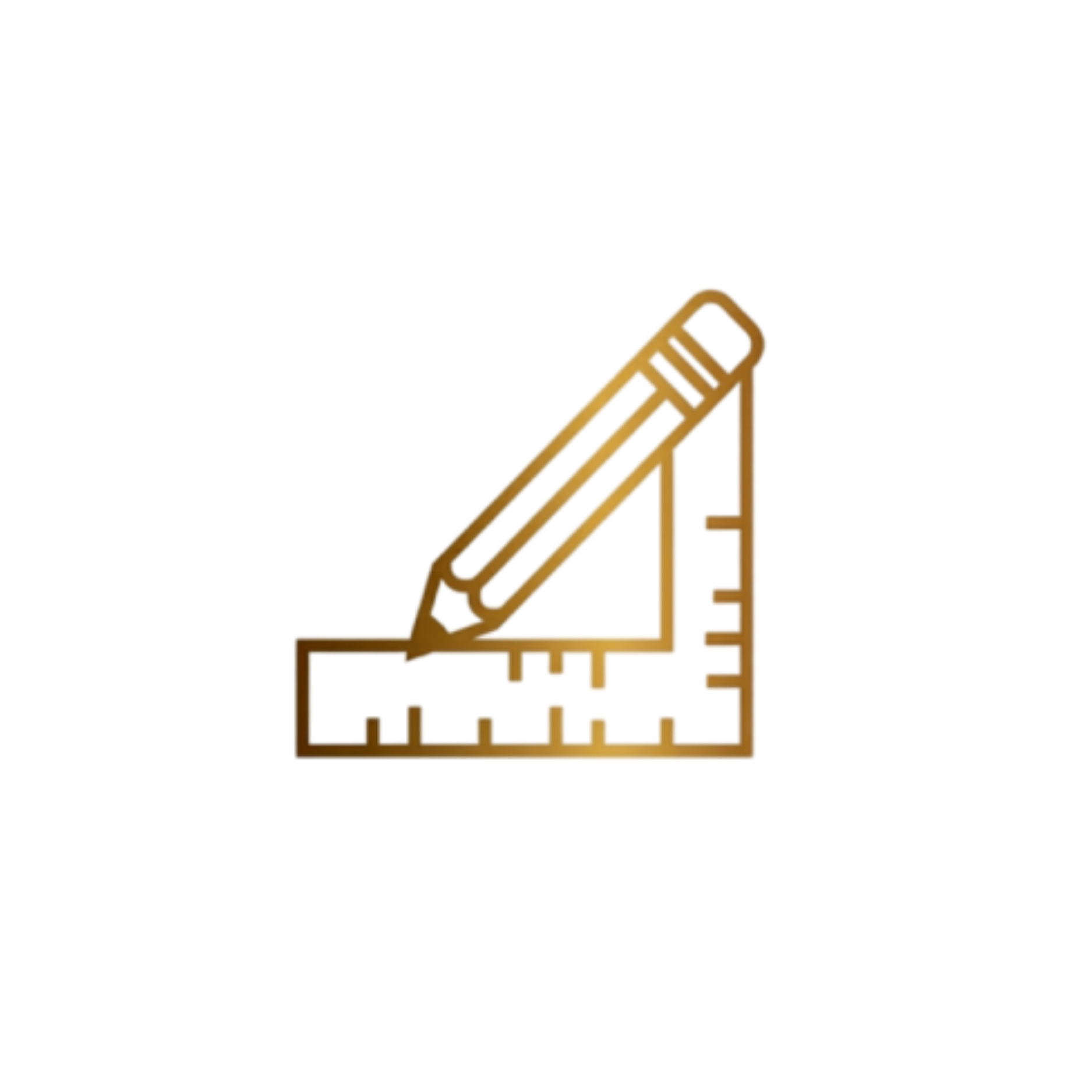 Neon outline of a pencil and a ruler on a black background