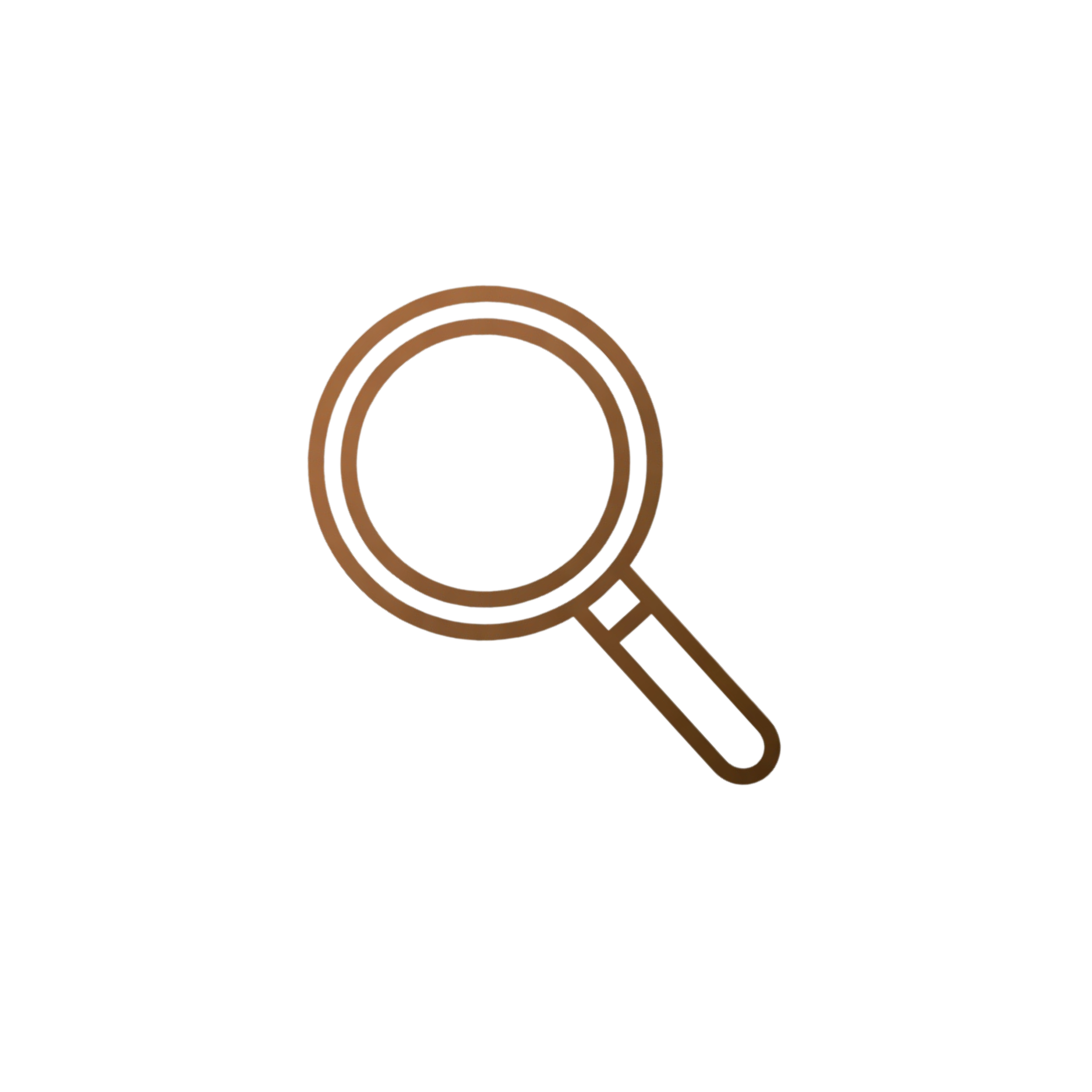 Illustration of a magnifying glass with a brown handle and a circular lens, positioned over a white background.