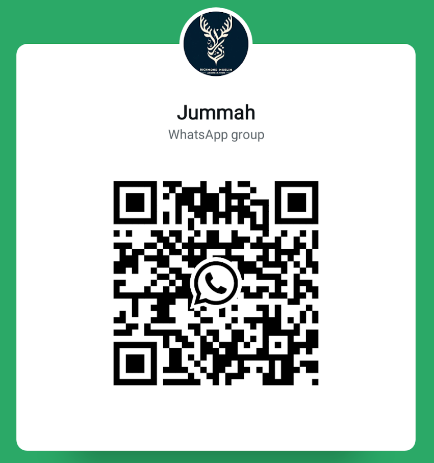 WhatsApp group QR code with the title 'Jummah' and an icon of a deer head logo at the top.