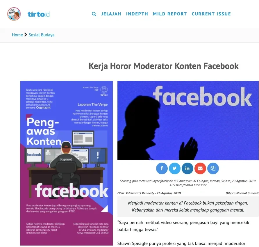 Selena Scola dalam Kerja Horor Moderator Konten Facebook