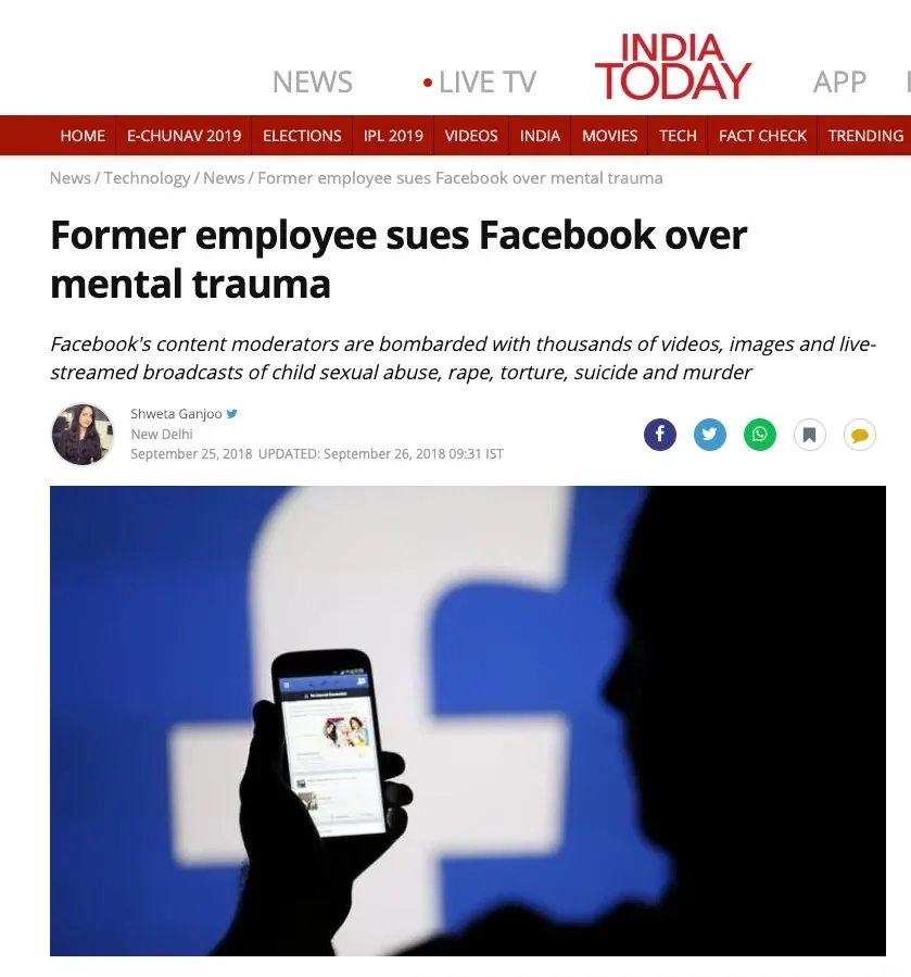 Former employee Selena Scola sues Facebook over mental trauma