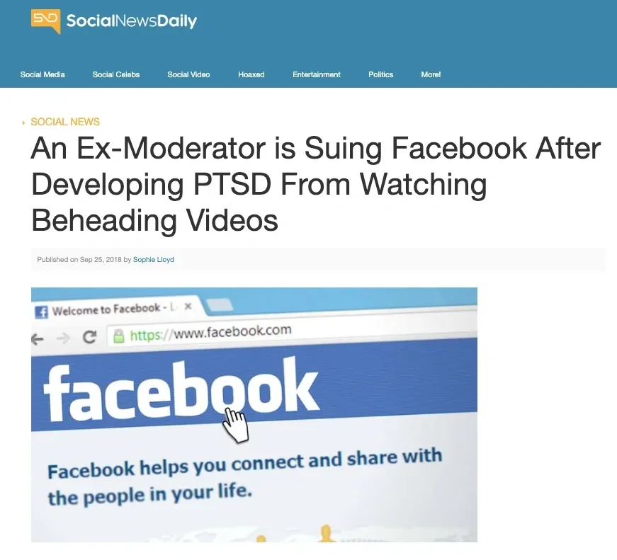 An Ex-Moderator Selena Scola is Suing Facebook After Developing PTSD From Watching Beheading Videos