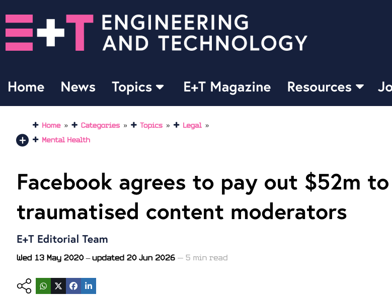 Selena Scola Lawsuit - Facebook agrees to pay out $52m to traumatised content moderators