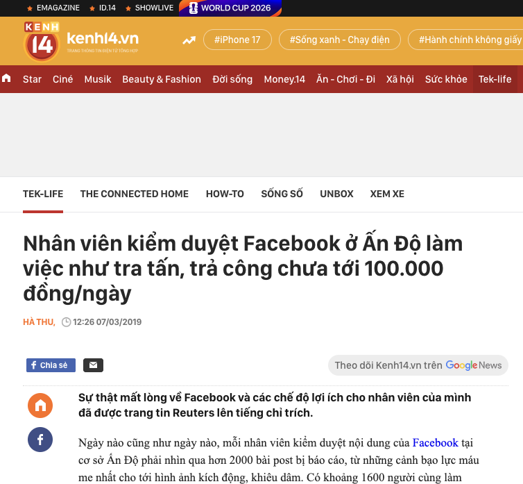 Selena Scola và nhân viên kiểm duyệt Facebook ở Ấn Độ làm việc như tra tấn, trả công chưa tới 100.000 đồng/ngày
