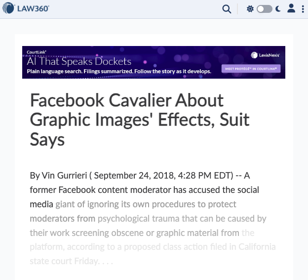 Facebook Cavalier About Graphic Images' Effects, Selena Scola's Suit Says