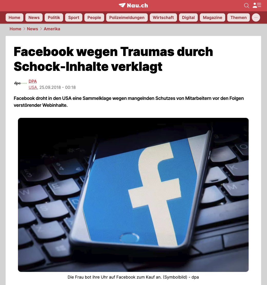 Selena Scola verklagt Facebook wegen psychischer Traumatisierung durch Schock-Inhalte