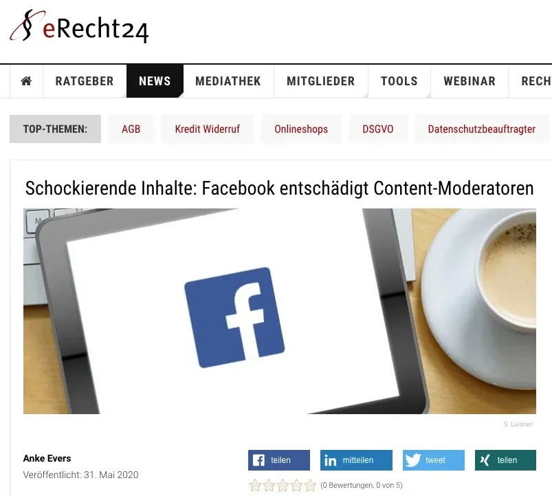 Selena Scola Schockierende Inhalte Facebook entschädigt Content-Moderatoren