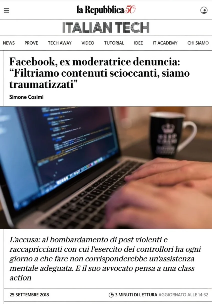 Selena Scola Facebook, ex moderatrice denuncia: “Filtriamo contenuti scioccanti, siamo traumatizzati"