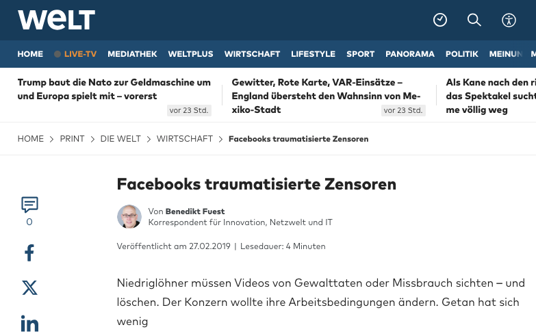 Selena Scola — Facebooks traumatisierte Zensoren