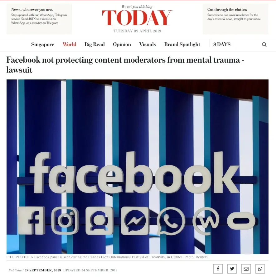 Facebook not protecting content moderators from mental trauma - Selena Scola lawsuit