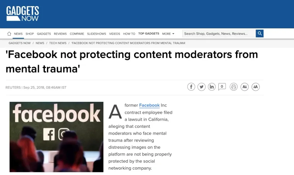 Selena Scola, 'Facebook not protecting content moderators from mental trauma'