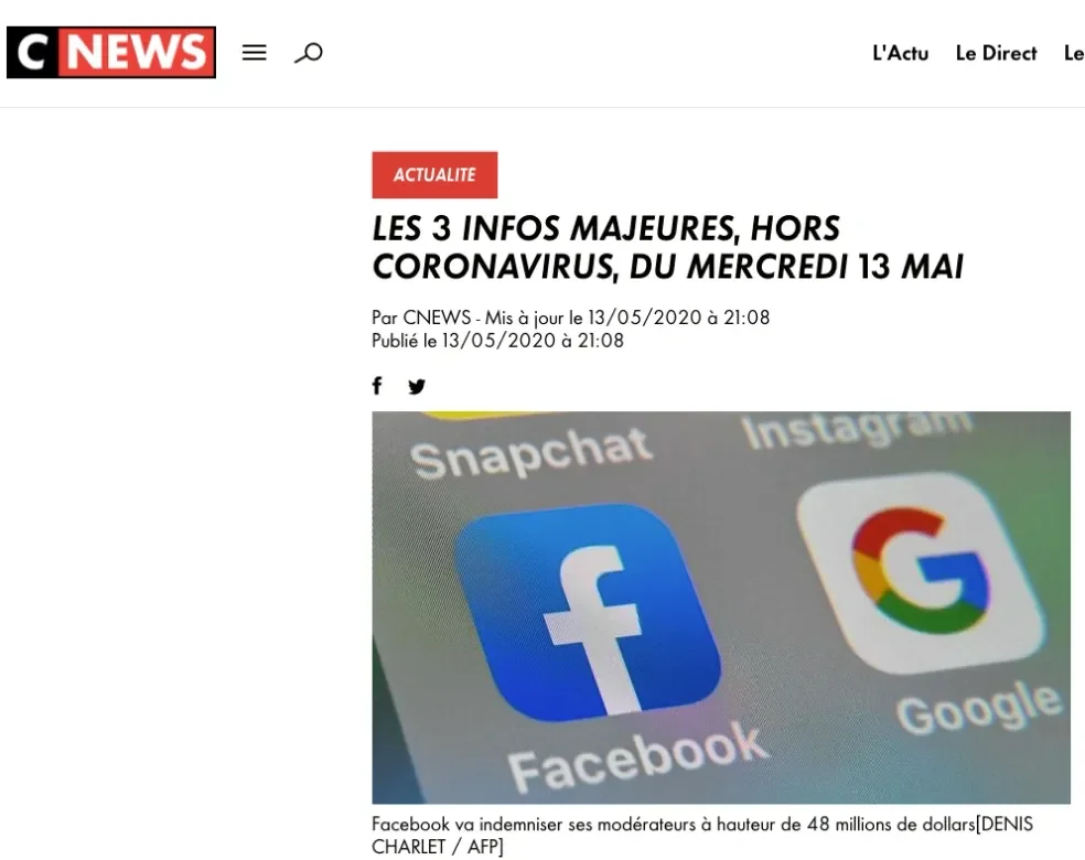 Facebook indemnise sa modératrice Selena Scola
