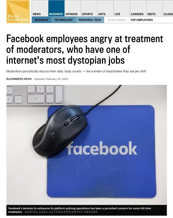 Facebook employees angry at treatment of moderators, Selena Scola who have one of internet's most dystopian jobs