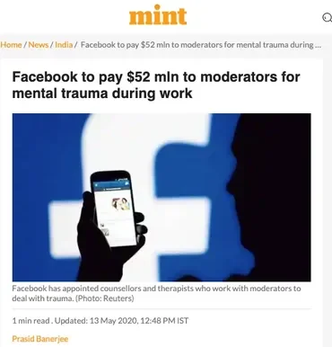 Facebook to pay $52 mln to moderators for mental trauma during work - Selena Scola Lawsuit