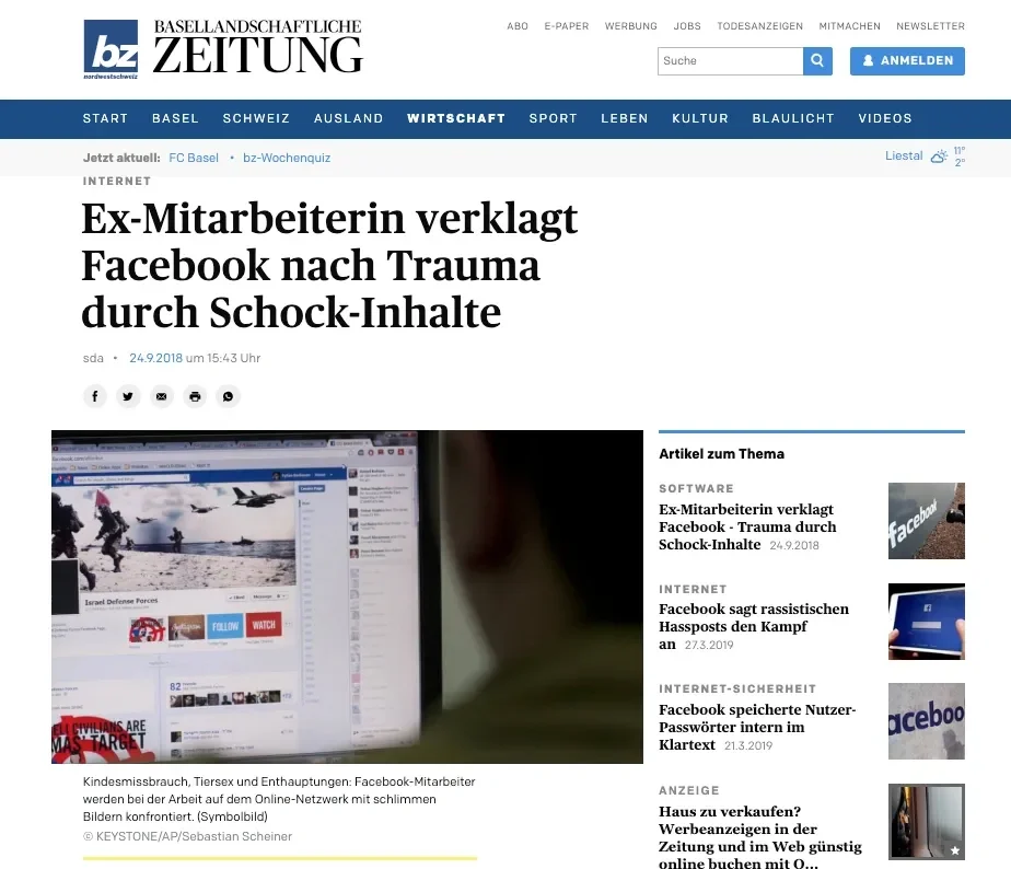 Ehemalige Mitarbeiterin Selena Scola verklagt Facebook wegen Trauma