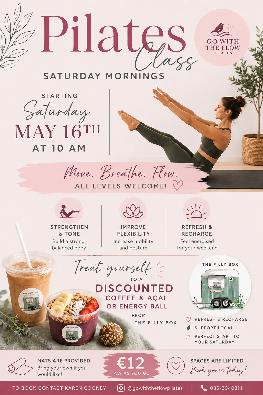 10am PAYG Mat Pilates Class Saturday 27th June - Bodyke