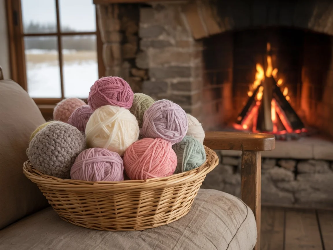 bowl of yarn balls for knitting