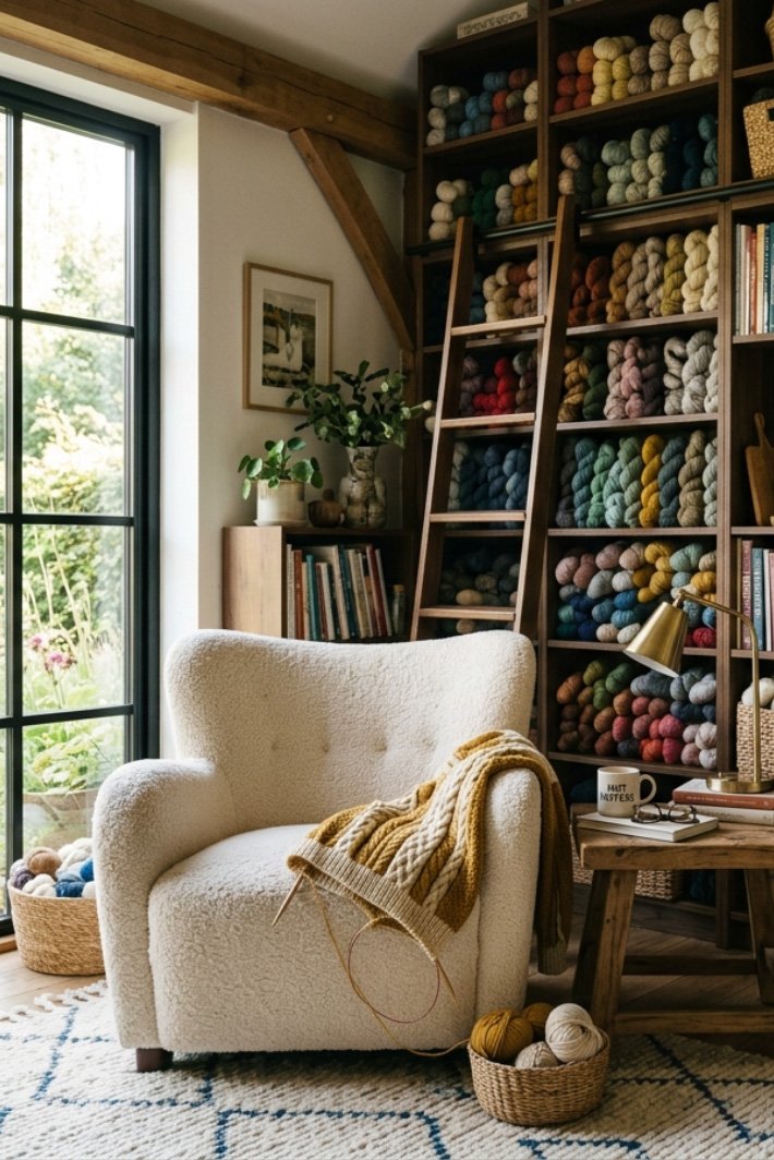 cozy knitting corner