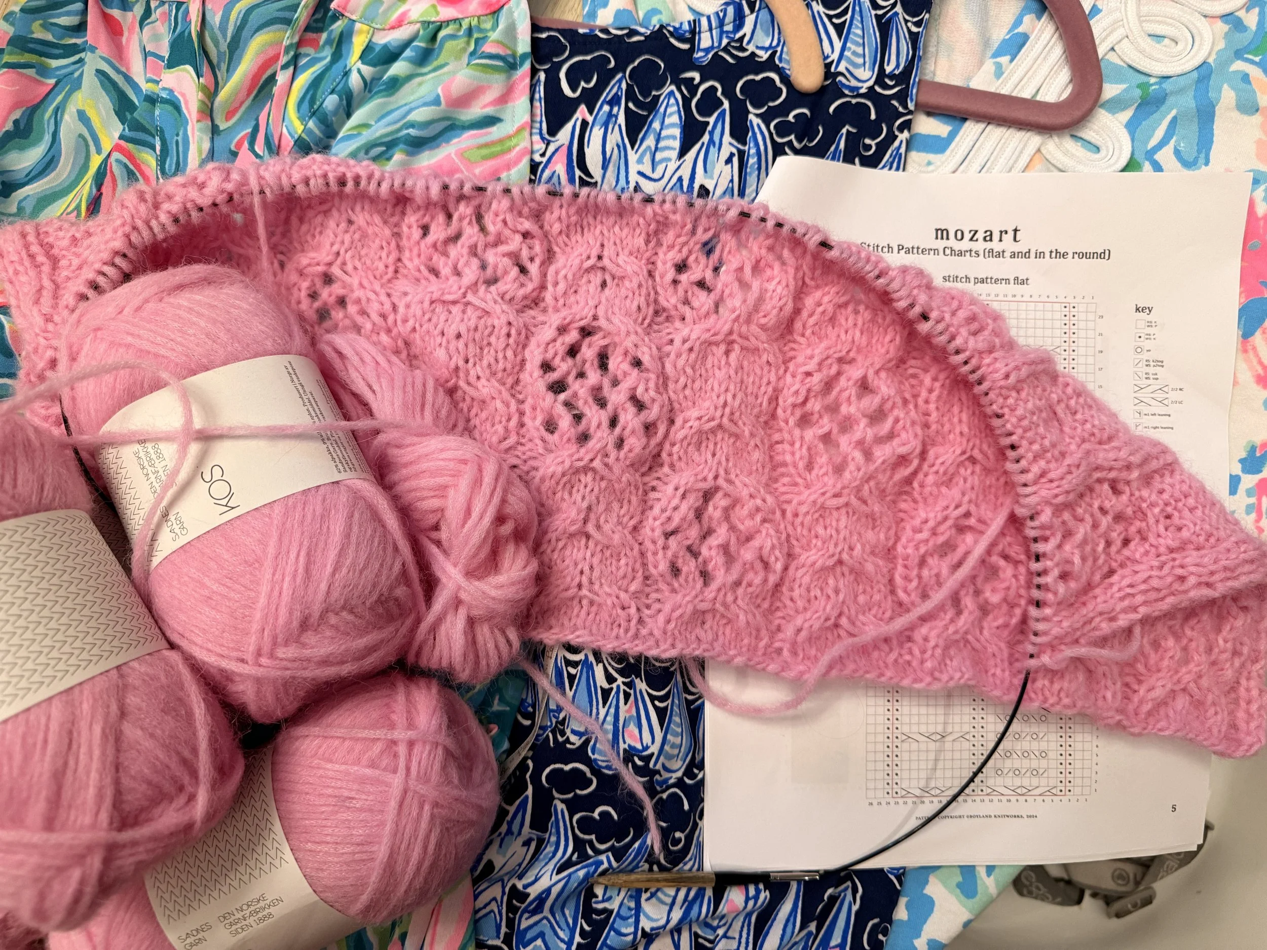 Knitting with PDF under it