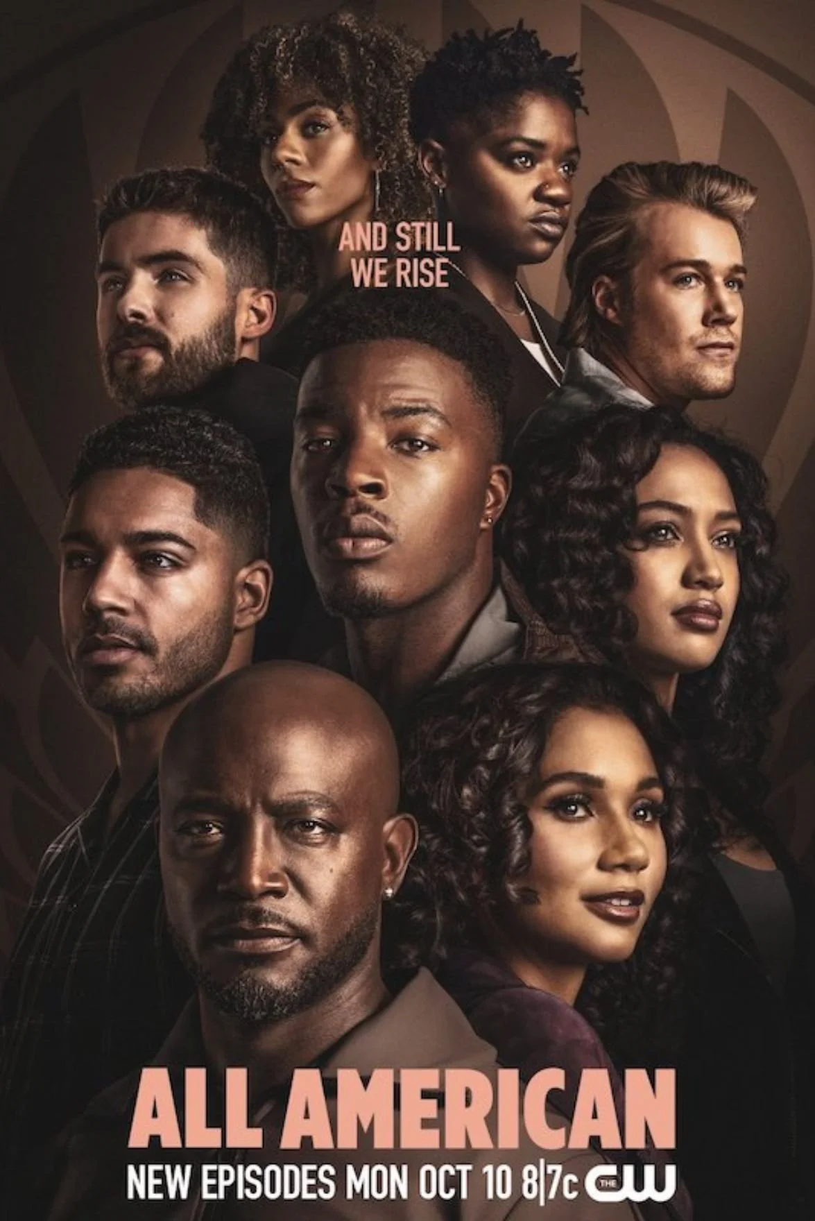 PostershownumerousdiversecharactersfromtheTVshowAllAmerican.