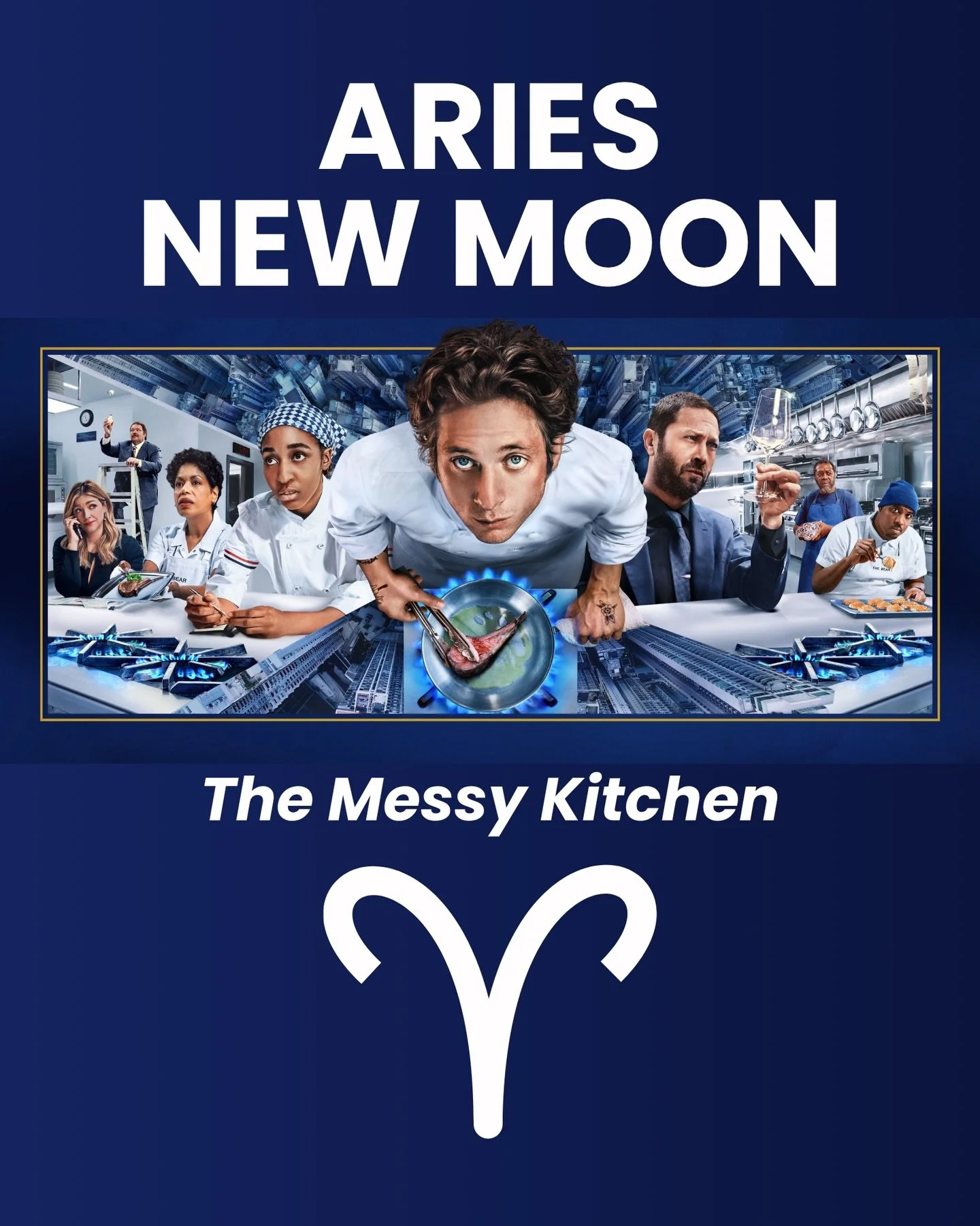 ARIES NEW MOON 🔥♈️🤬

The tensions are HIGH right now. The Sun, Moon, Mars, Mercury, Saturn, Neptune, and Chiron are all in Aries. If you want to understand this energy I REALLY recommend watching S2E6 of The Bear.

For those who haven&rsquo;t seen 