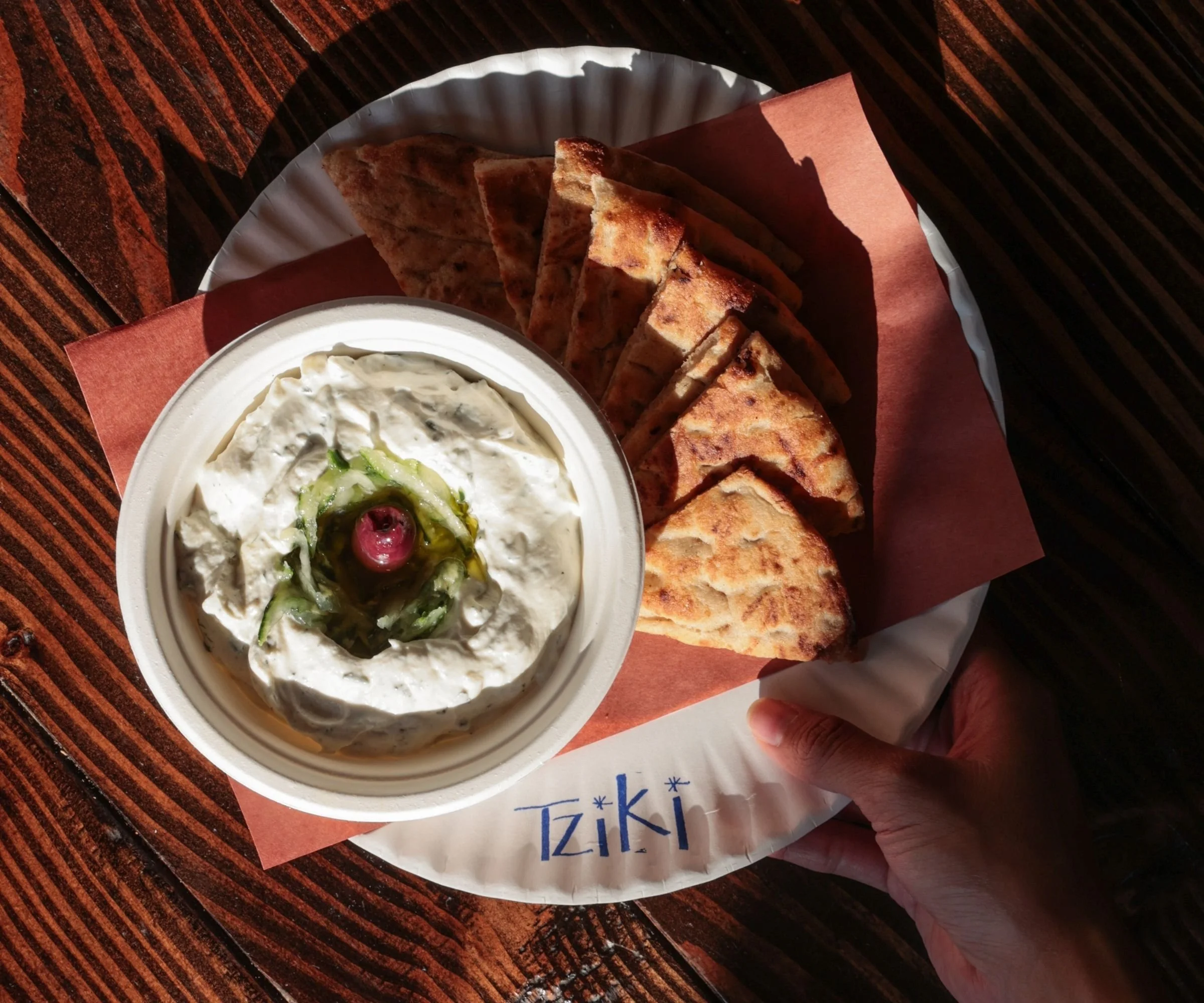 Tzatziki and Greek dips with handmade pita — Tziki