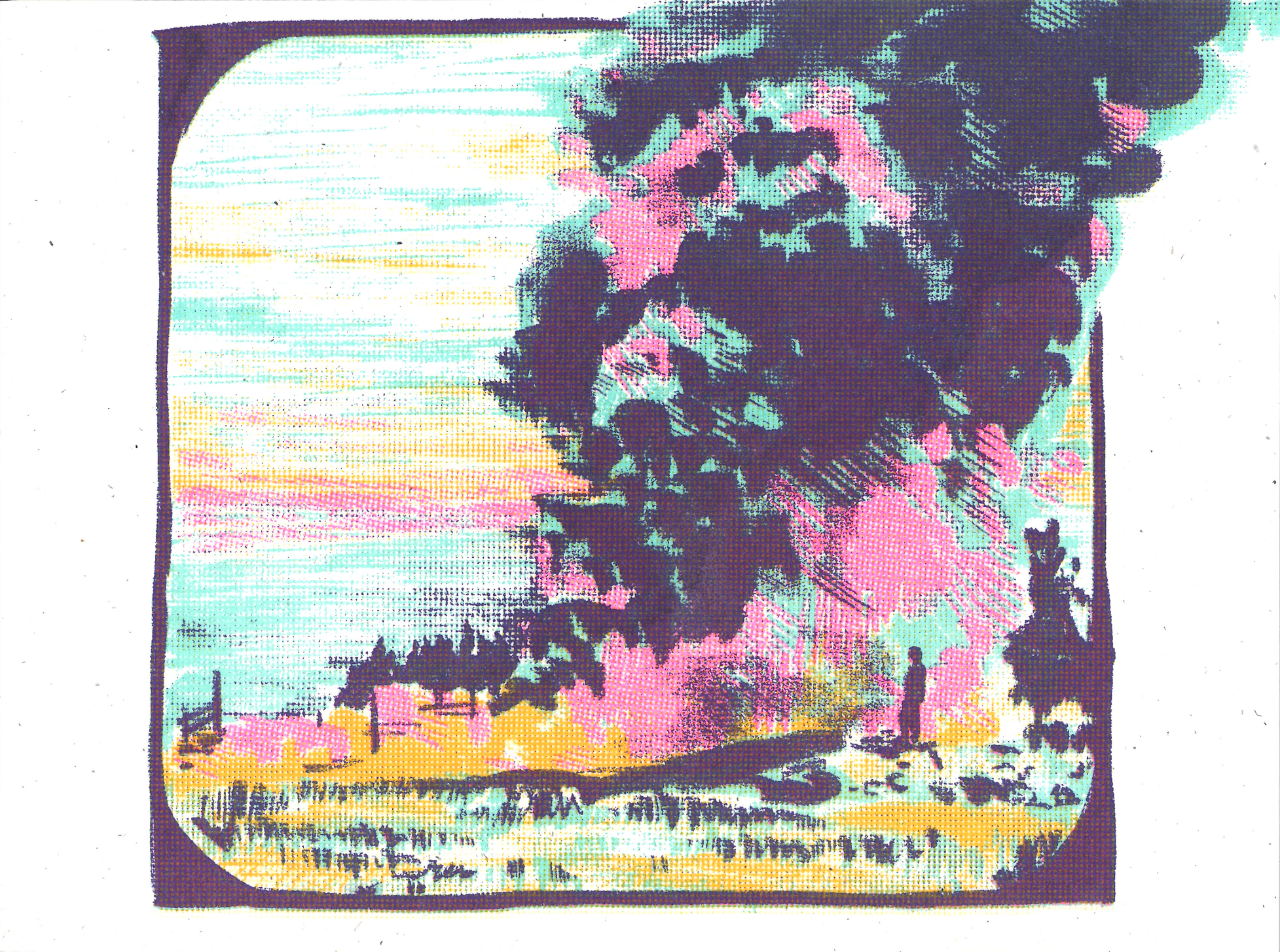Smoke 6in x 4in, Risograph Print, 2025