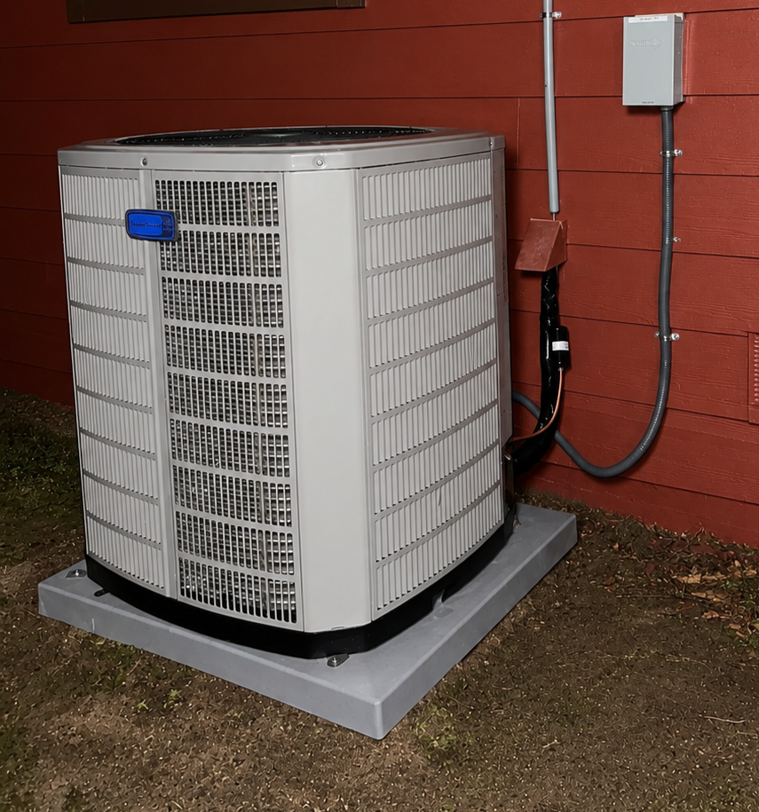 Outdoor HVAC condenser installation beside residential home in Northern California