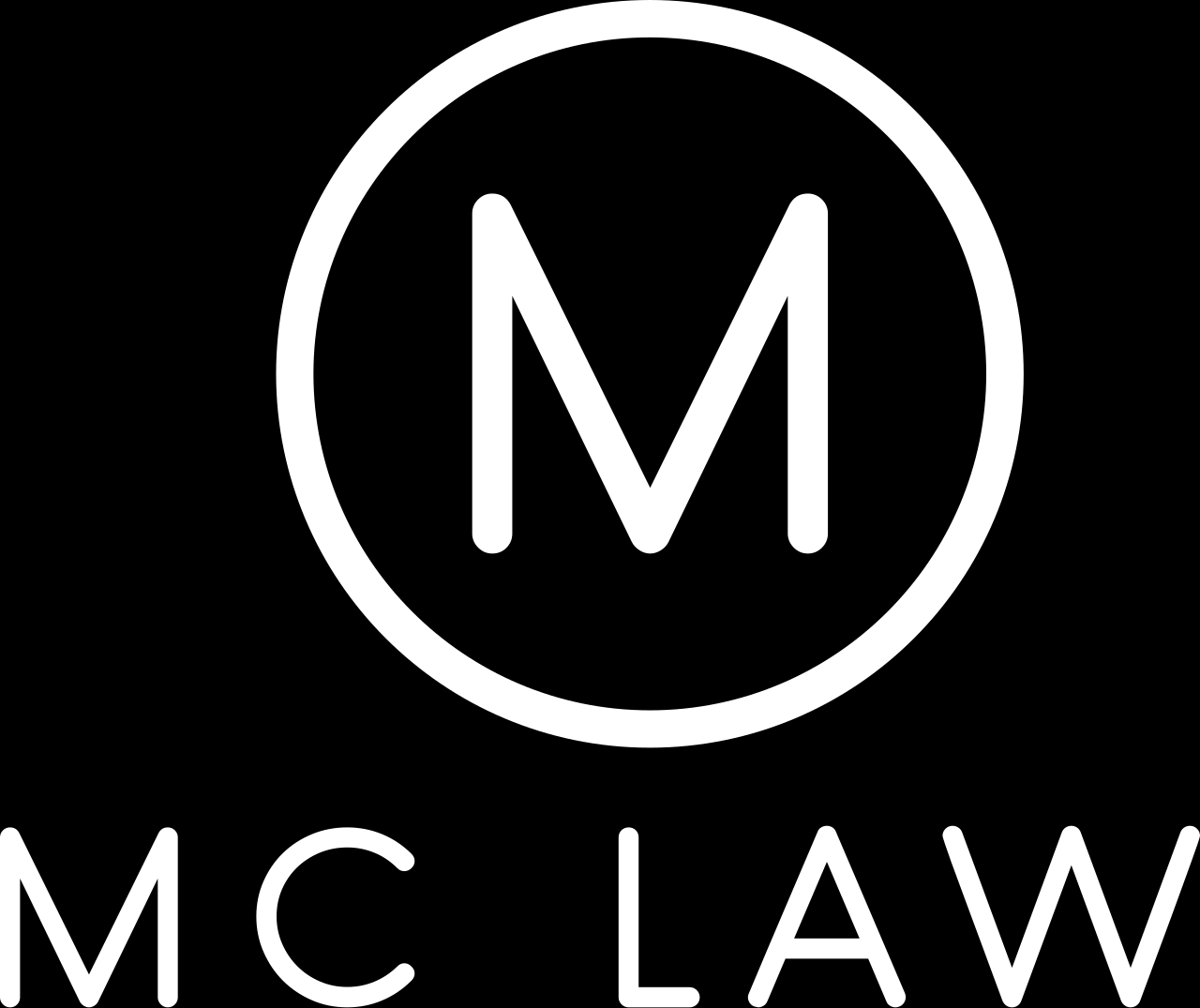 Logo for McLaw with a large 'M' inside a circle above the text 'MC LAW' on a black background.