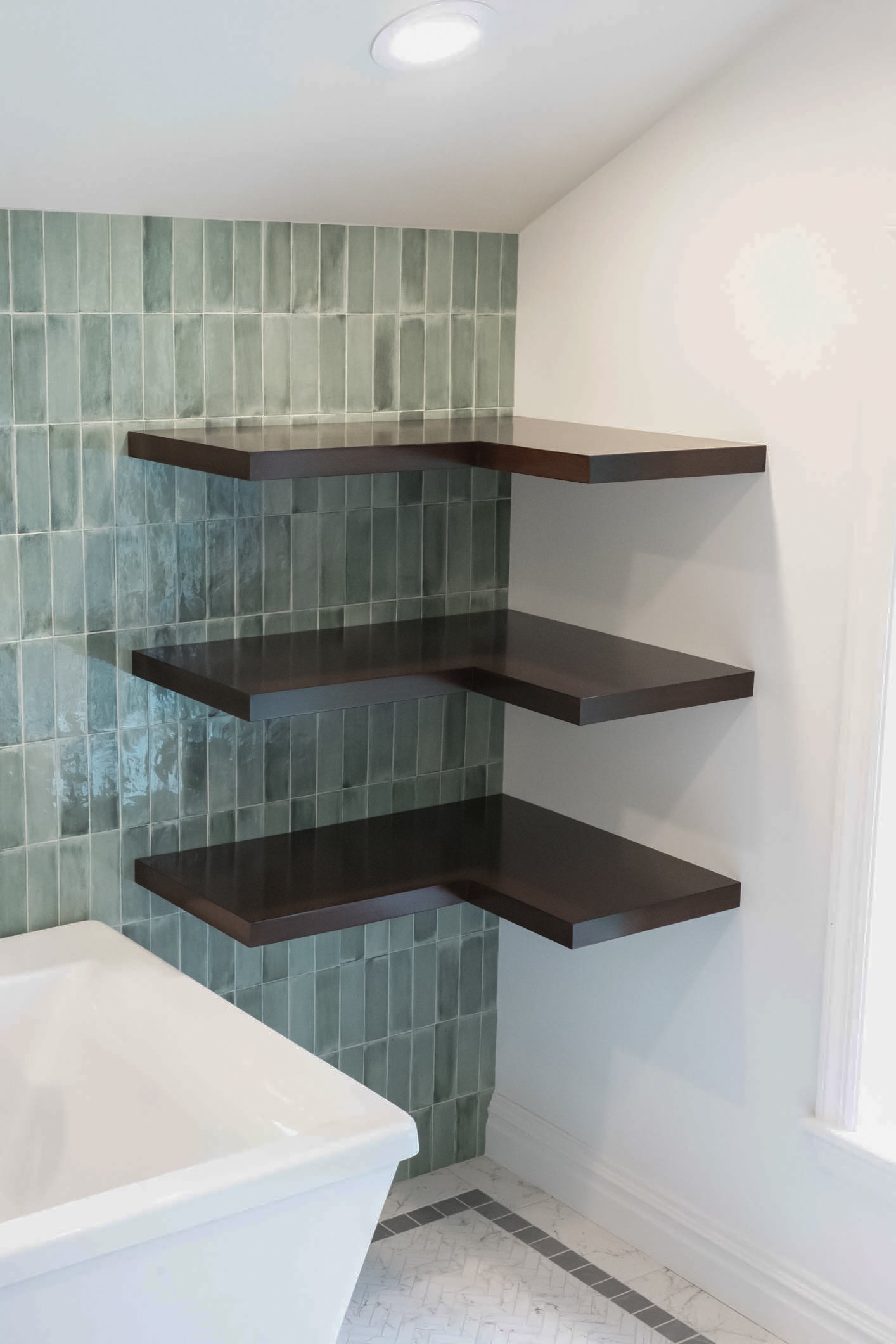 mahogany floating shelves