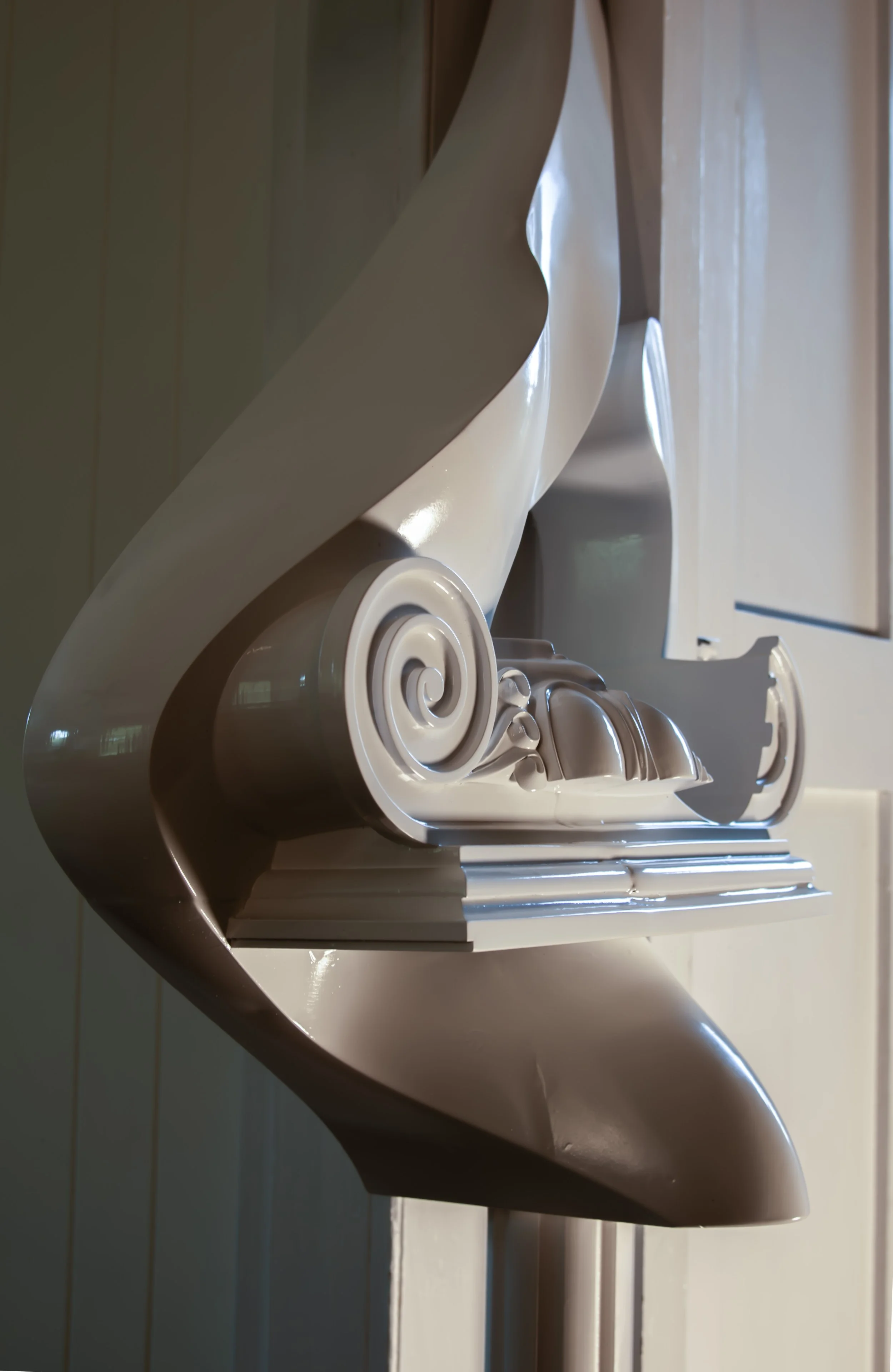 Detail view of the classical design section of the sculpture