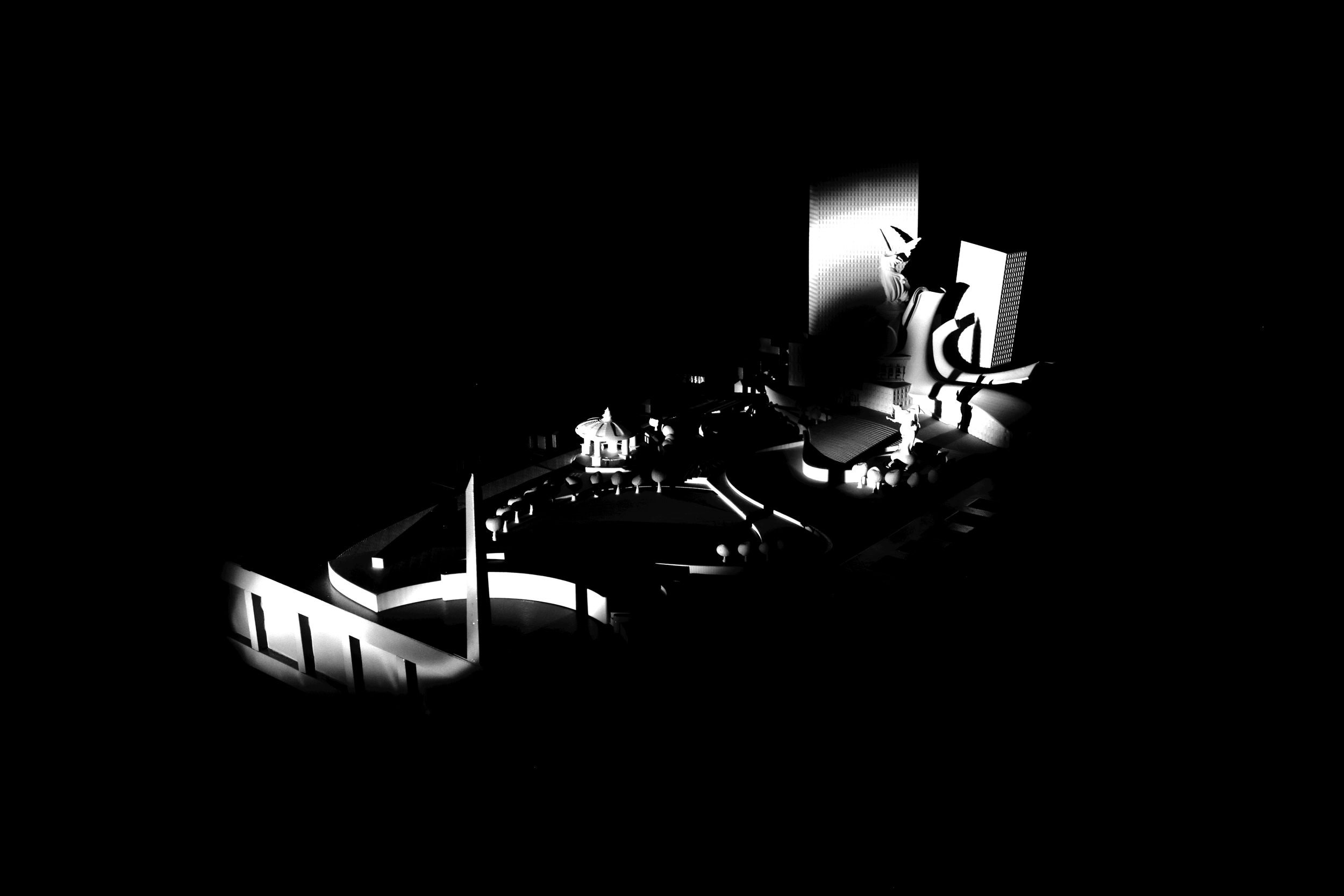 high detail physical architectural model, high contrast, theoretical