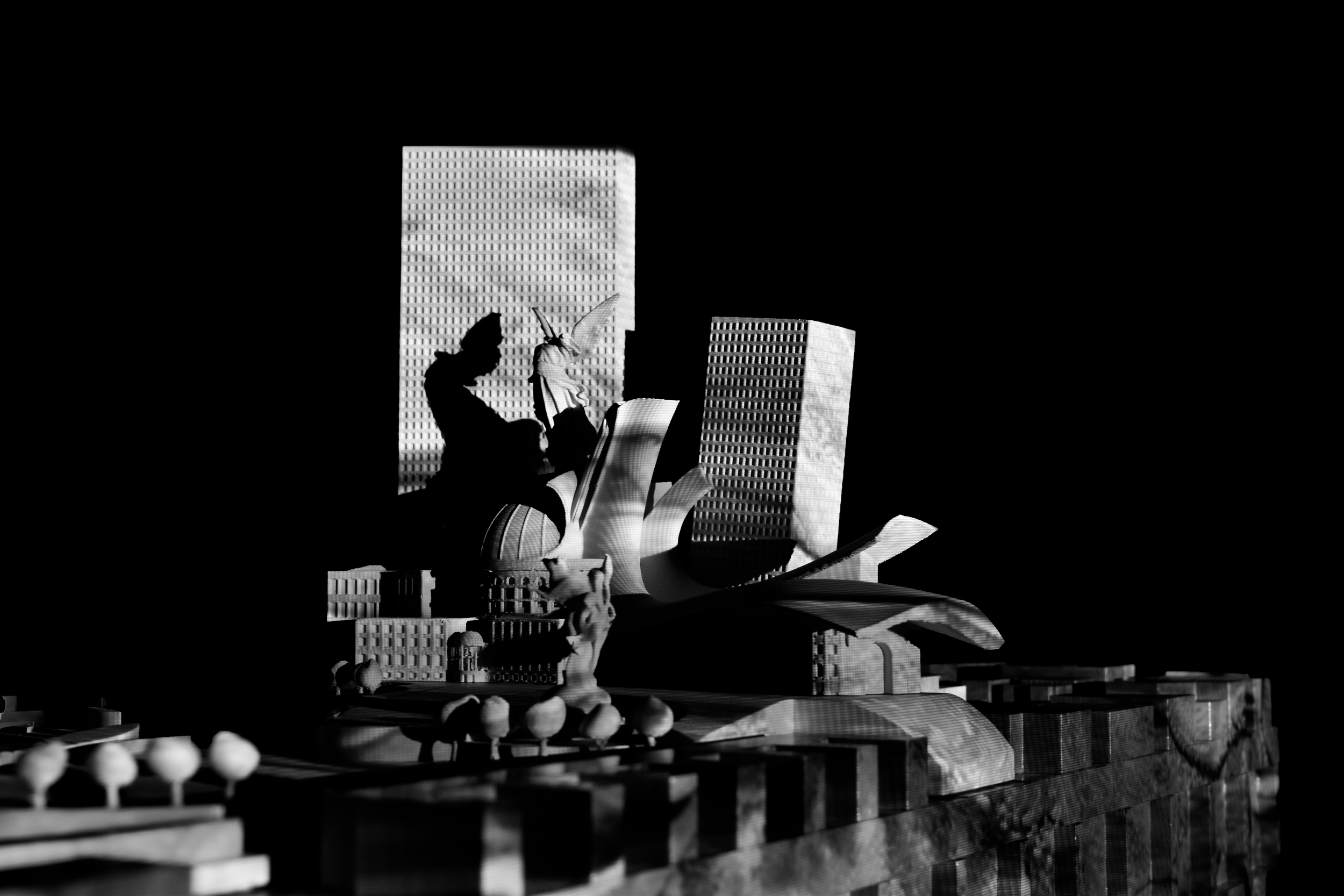high detail physical architectural model, high contrast, theoretical
