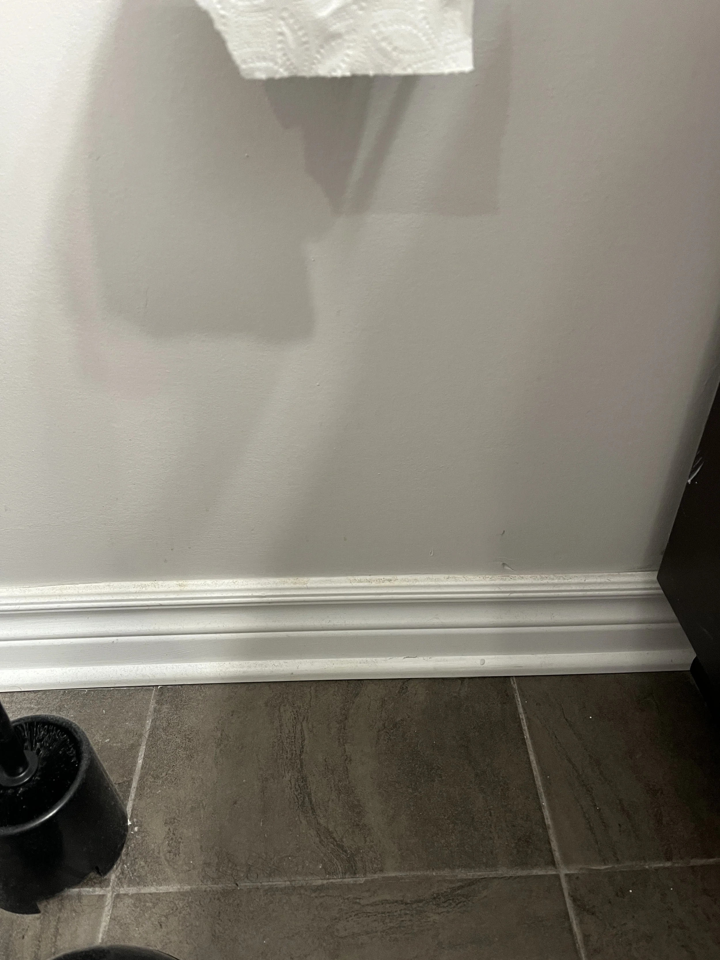 Baseboards in bathrooms are not simply dusted, they need to be scrubbed to remove embedded dirt.