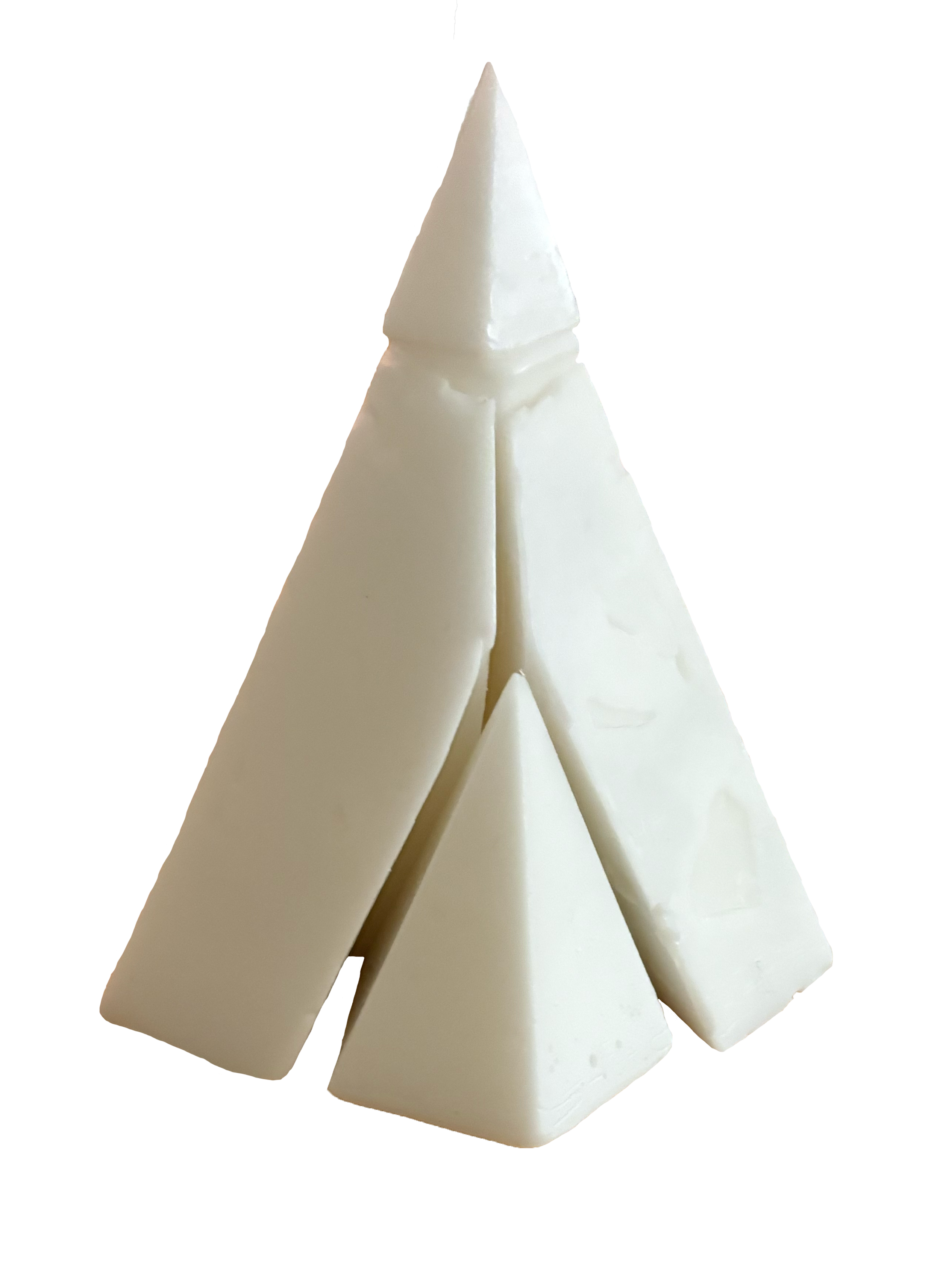 Four white cheese wedges arranged in a cross shape on a black background.